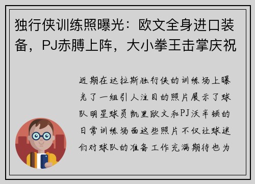 独行侠训练照曝光：欧文全身进口装备，PJ赤膊上阵，大小拳王击掌庆祝
